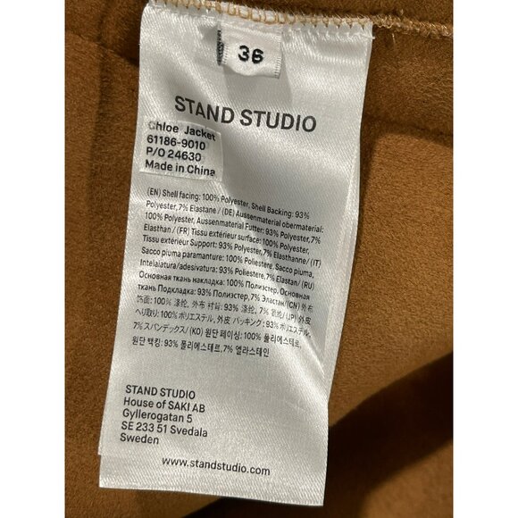 Stand Studio Oversized Chloe Faux Shearling & Leather Teddy Coat Sz 36 Small - Picture 8 of 9